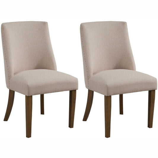Kensington Dining Chair, Set of 2, Cream, Upholstered, Solid Pine and Plywood, 2668-02, Brand: Alpine Furniture, Size: 22inW x 18inD x 38.5inH, Seat height:  19in/ 48cm, Material: Solid Pine and Plywood, Color: Cream