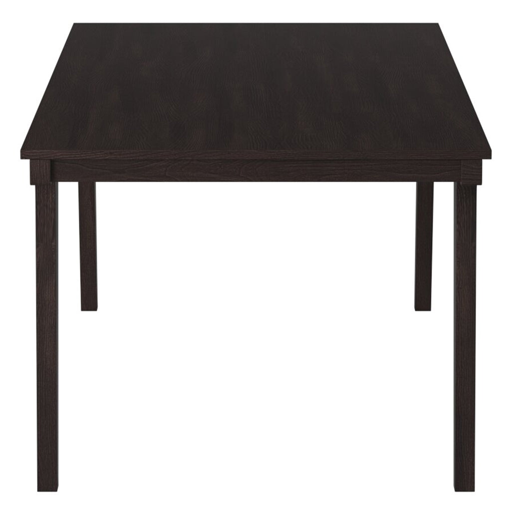 Olejo Fixed Top Table, Elegant Table For 6, Solid Wood Table, Dining Table, Rectangular, Solid Pine Wood, Plywood, 3315-01 Brand: Alpine Furniture; Size: 78inW x 38inD x 30inH; Weight: 105lb Shape: Rectangular; Material: Solid pine wood & plywood Seating Capacity: Seats 4-6 people; Color: Chocolate
