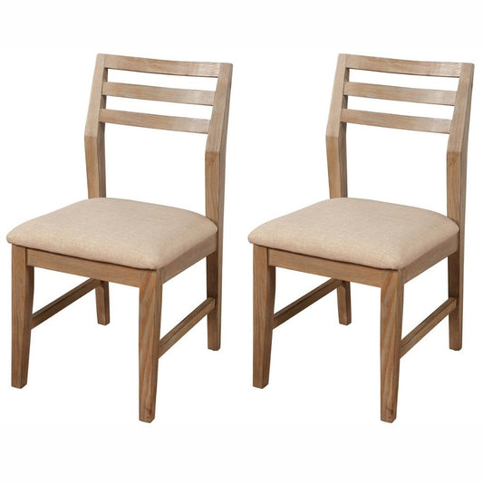 Aiden | Dining Chair, Set of 2, Weathered Natural Color, Upholstered, Solid Pine and Plywood, 3348-02, Brand: Alpine Furniture, Size: 18.5inW x 21inD x 35inH, Material: Solid Pine and Plywood, Color: Weathered Natural Color