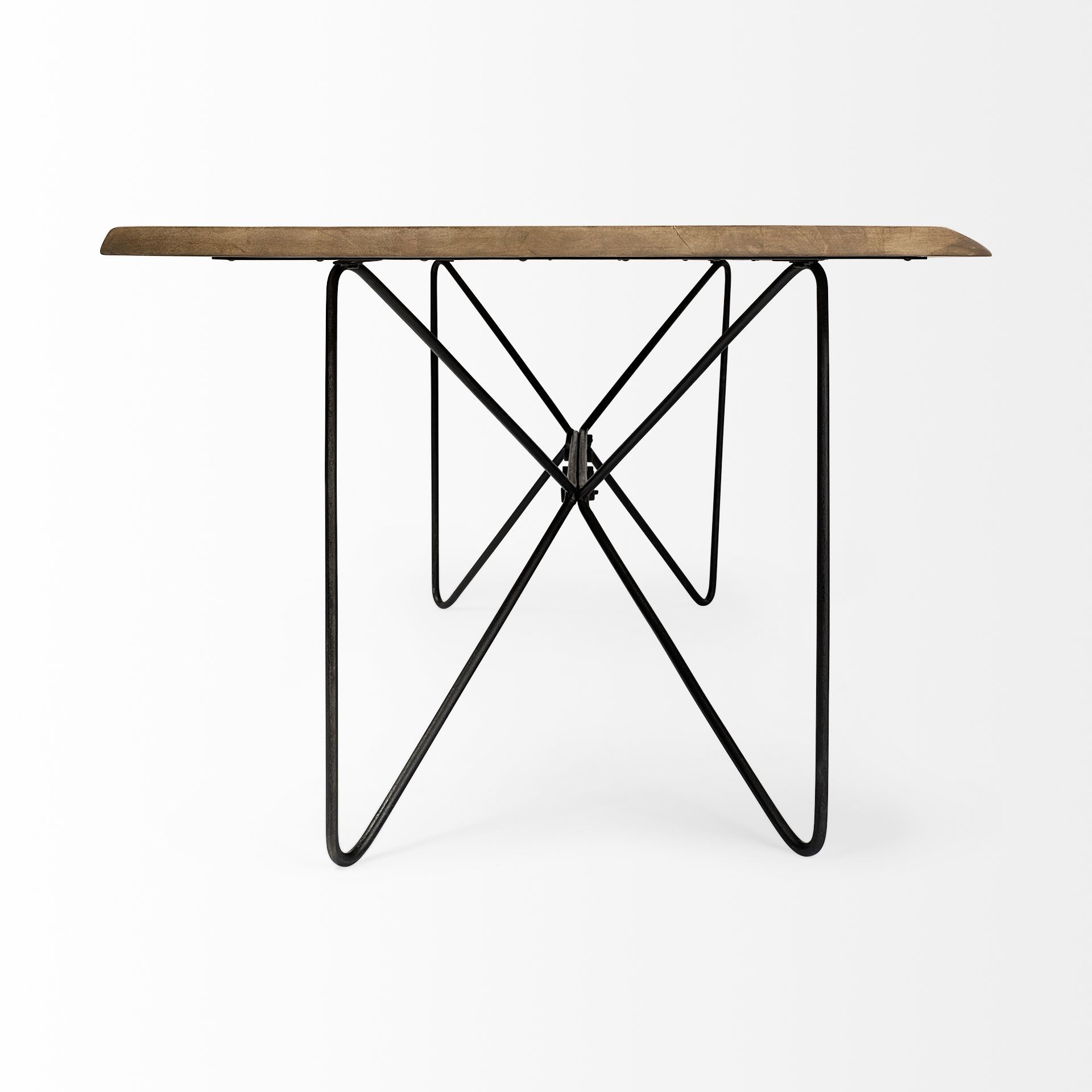 Modern Live Edge Dining Table Seats 8, Solid Acacia Wood, Metal Legs, 380476 Brand: Homeroots, Size: 80inW x  40inD x  30inH, Weight: 191.8lb, Shape: Rectangular, Material: Top: Acacia Wood, Legs: Metal, Seating Capacity: Seats 6-8 people, Color: Top: Natural Light Wood Color, Base: Black