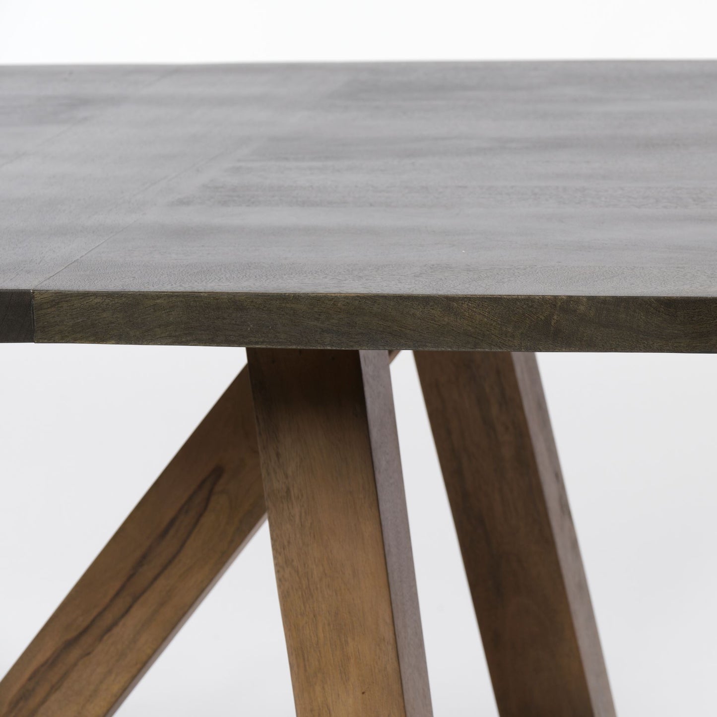 Two- Tone Mango Wood Modern Dining Table, Solid Pattern Table, 380471 Brand: Homeroots, Size: 84inW x 42inD x 29.5inH, Weight: 240lb, Shape: Rectangular, Material: Solid Mango Wood, Seating Capacity: Seats 4-6 people, Color: Top: Dark Brown, Base: Brown / Wood Color