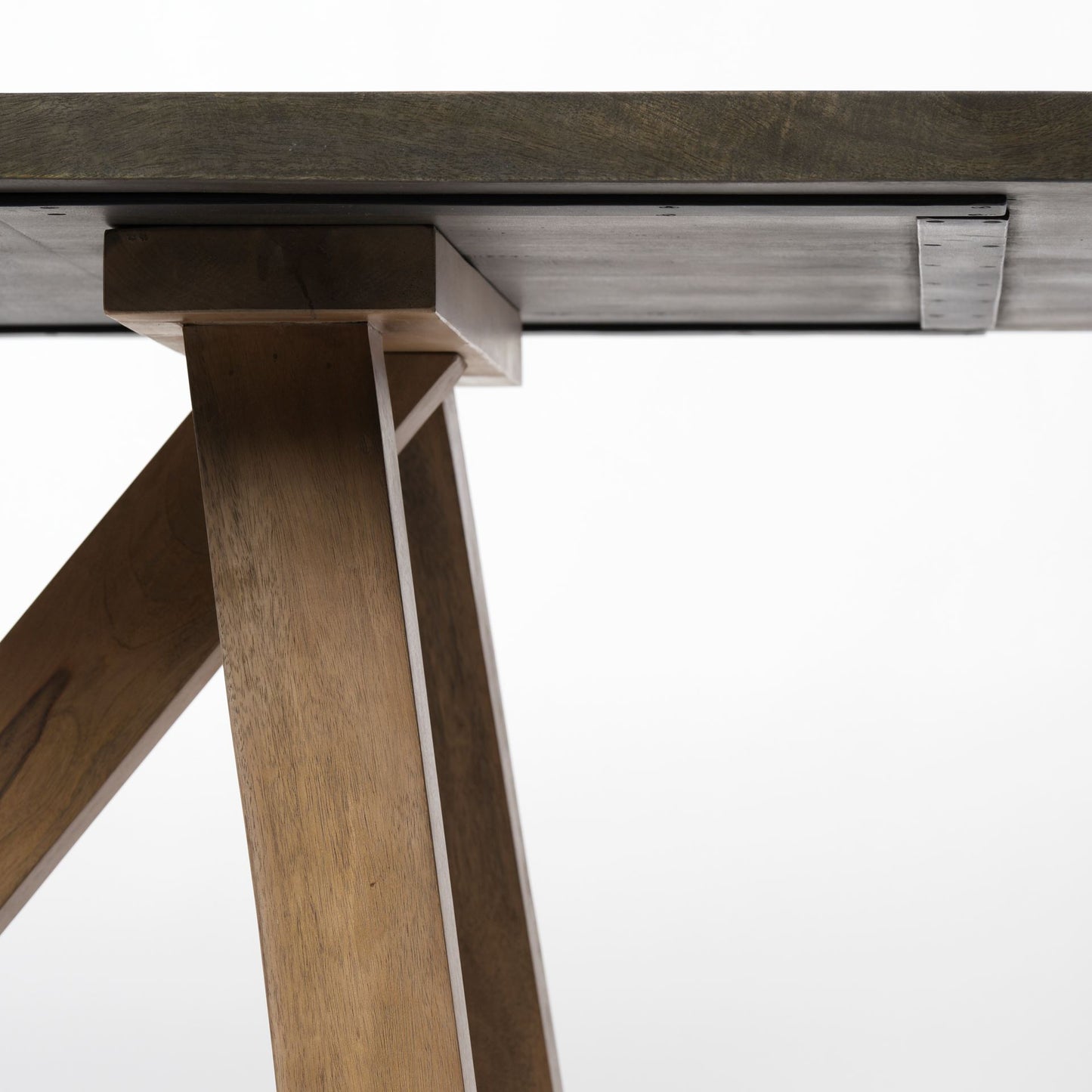 Two- Tone Mango Wood Modern Dining Table, Solid Pattern Table, 380471 Brand: Homeroots, Size: 84inW x 42inD x 29.5inH, Weight: 240lb, Shape: Rectangular, Material: Solid Mango Wood, Seating Capacity: Seats 4-6 people, Color: Top: Dark Brown, Base: Brown / Wood Color