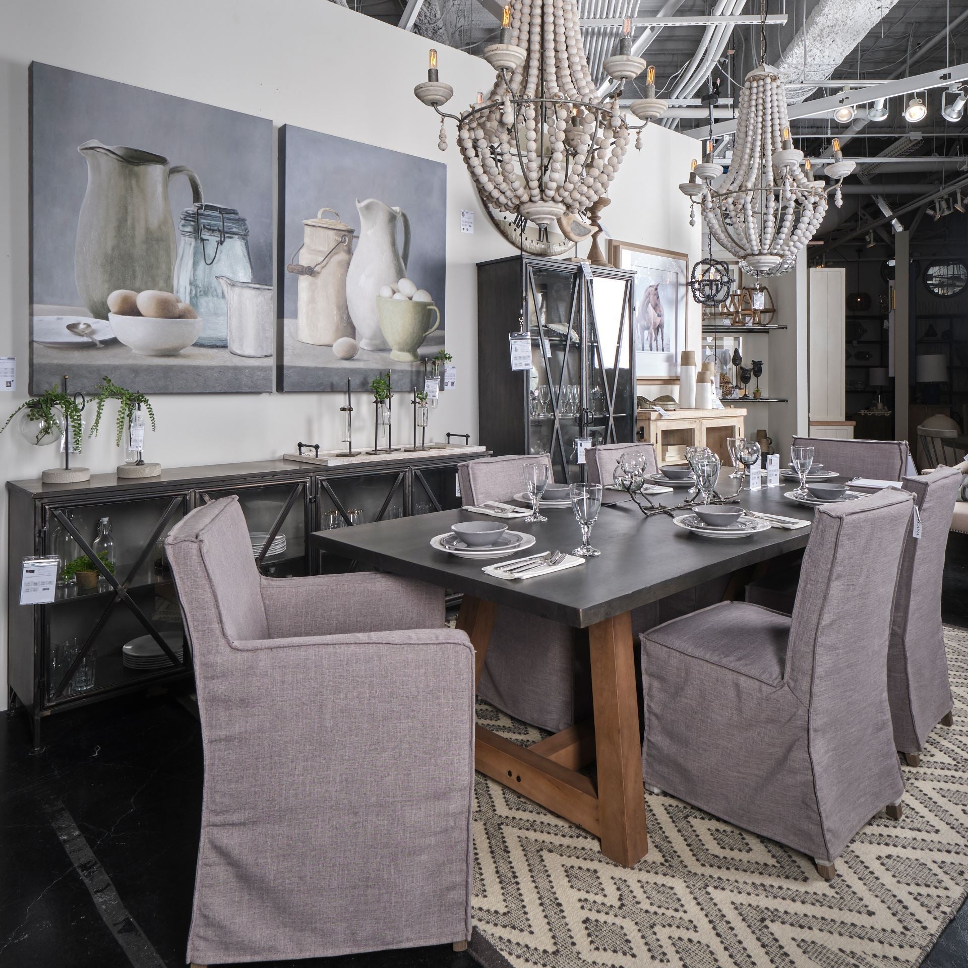 Two- Tone Mango Wood Modern Dining Table, Solid Pattern Table, 380471 Brand: Homeroots, Size: 84inW x  42inD x  29.5inH, Weight: 240lb, Shape: Rectangular, Material: Solid Mango Wood, Seating Capacity: Seats 4-6 people, Color: Top: Dark Brown, Base: Brown / Wood Color