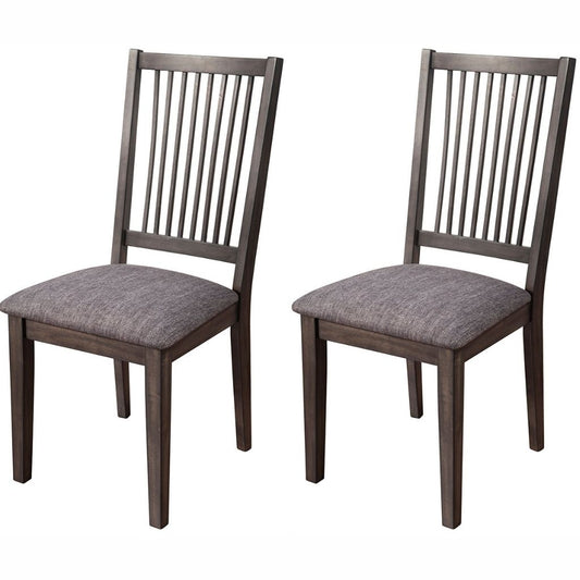 Lennox Dining Chair, Set of 2, Dark Tobacco Color, Upholstered, Rubberwood Solids & Medium Density Fiberboard, 5164-02, Brand: Alpine Furniture, Size: 18.5inW x 21.5inD x 39inH, Seat height:  19in/ 46cm, Material: Rubberwood Solids & Medium Density Fiberboard, Color: Dark Tobacco, Dark Grey Polyester Seat