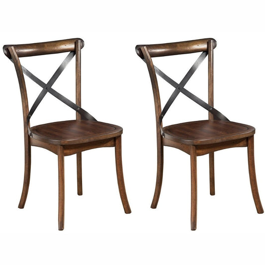 Arendal Dining Chair, Set of 2, Burnished Dark Oak Color, Rubberwood Solids & Oak Veneer, 5672-02, Brand: Alpine Furniture, Size: 20inW x 21.5inD x 34inH, Material: Rubberwood Solids & Oak Veneer, Metal Accents, Color: Burnished Dark Oak Color