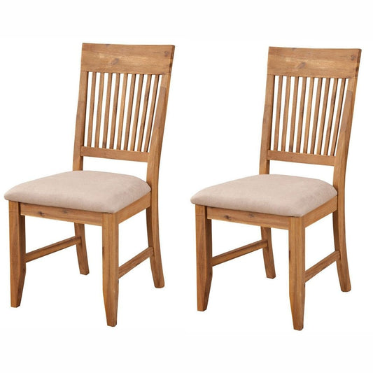 Aspen Dining Chair, Set of 2, Iron Brush Antique Natural Color, Upholstered, Acacia Solids and Acacia Veneer, 8812-02, Brand: Alpine Furniture, Size: 23inW x 20inD x 39inH, Seat height:  19in/ 48cm, Material:  Acacia Solids and Acacia Veneer, Color: Iron Brush Antique Natural Color