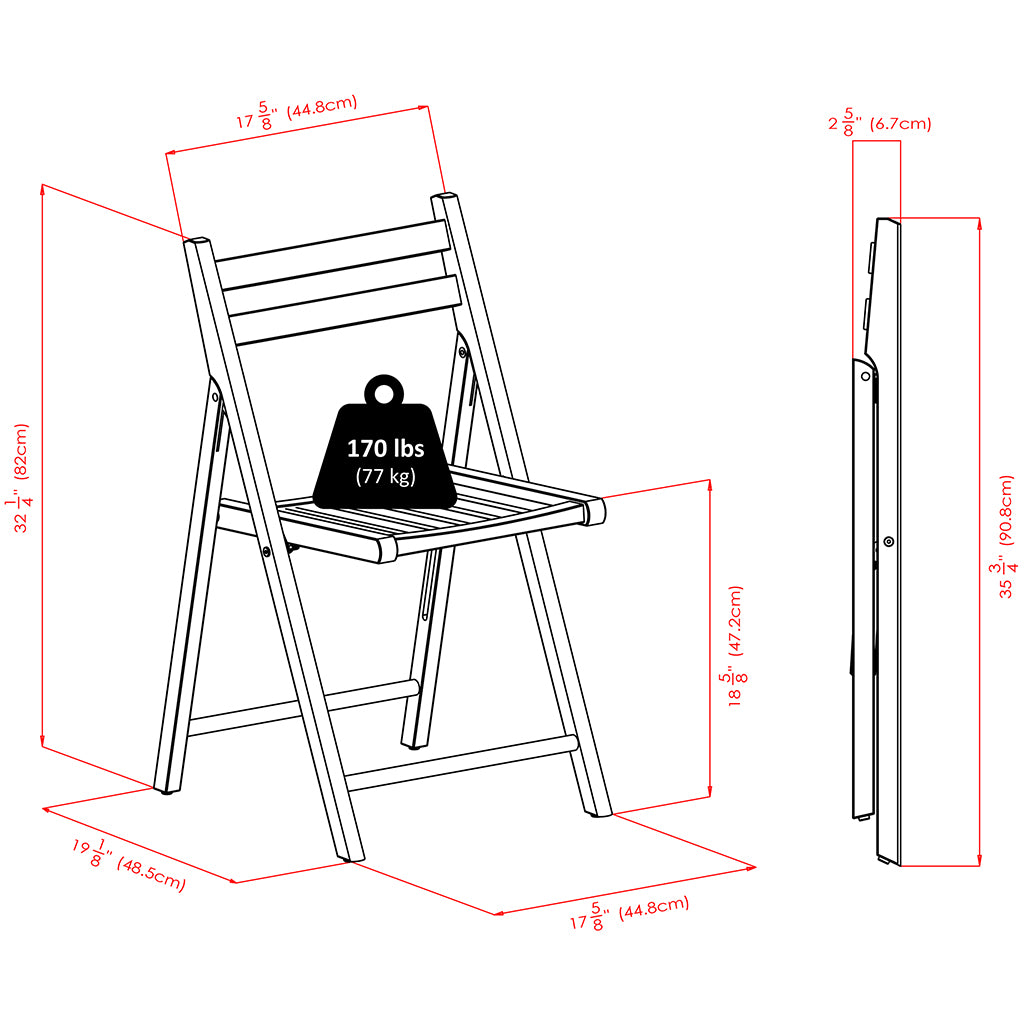Robin Folding Chair, Set of 4, Natural Wood Color, Beech Wood, 89430 Brand: Winsome Wood, Size: 17.64inW x 20.10inD x 32.28inH, Seat height: 17.4in, Weight: 39lb, Material: Beech Wood, Solid, Color: Natural Wood, Assembly Required: No! Weather Resistant: No