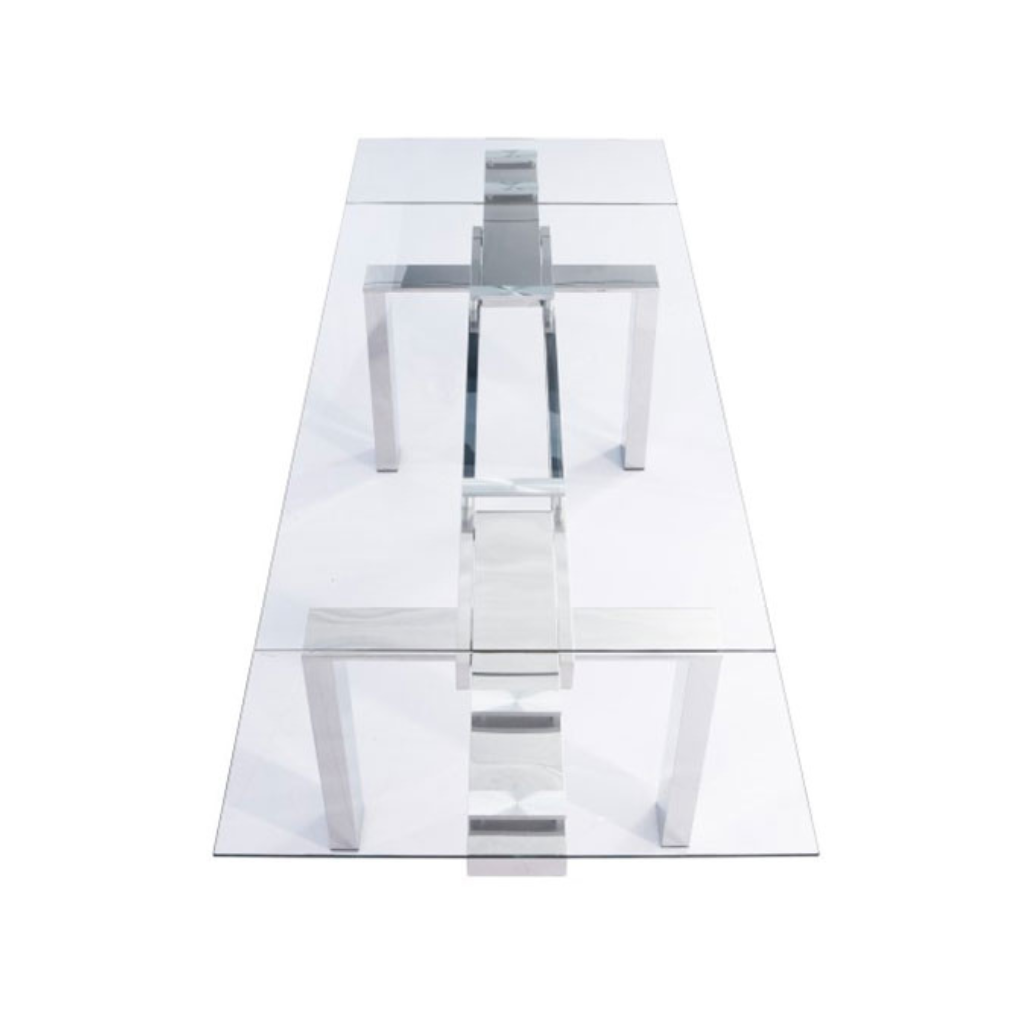 Tabselect Extendable Glass Dining Table With Metal Legs