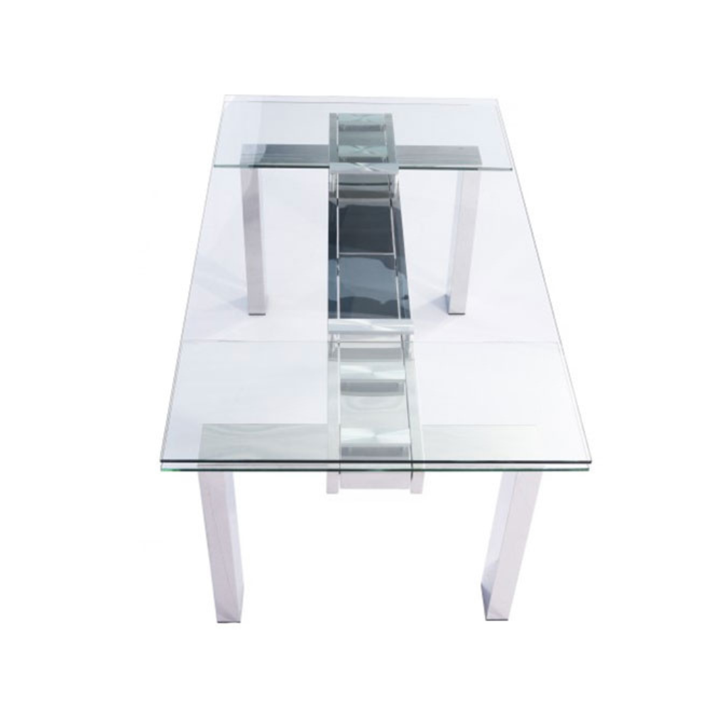 Tabselect Extendable Glass Dining Table With Metal Legs