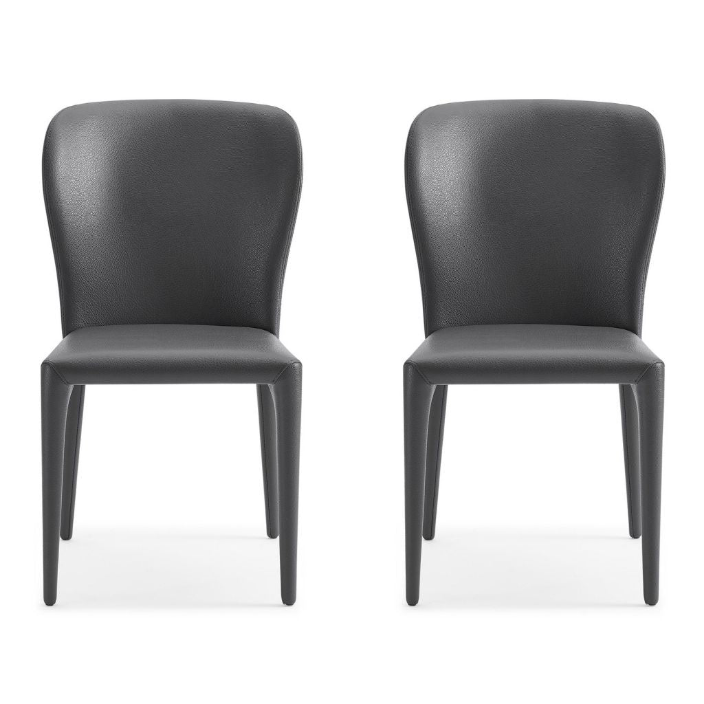 Hazel Dining Chair, Set of 2, Gray, Faux Leather, DC1455-GRY Brand: Whiteline Modern Living Size: 20inW x 24inD x 35inH, Seat Height: 18.5in/ 47cm, Weight: 13lb Material: Faux leather, Color: Gray , Assembly Required: No, Weather Resistant: No