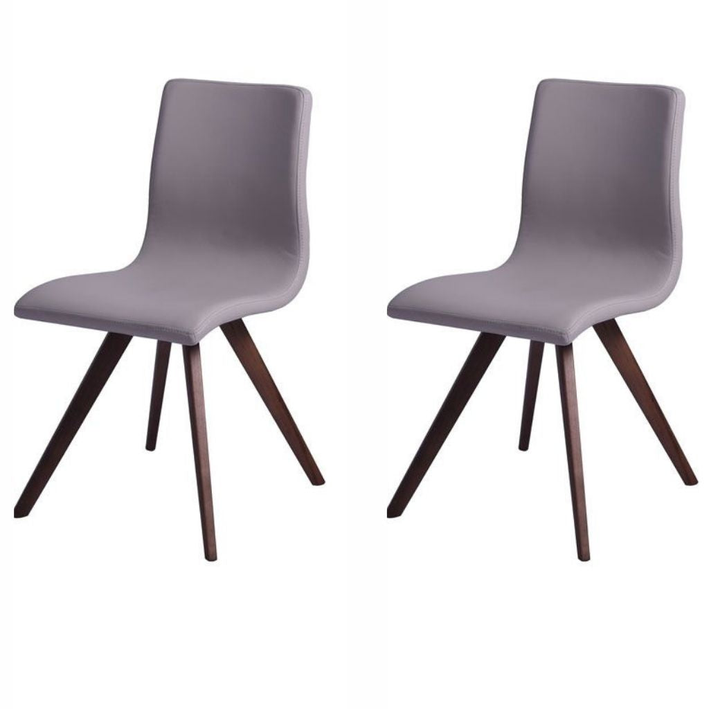 Olga Dining Chair, Set of 2, Taupe, Faux Leather, Walnut Solid Wood Legs, DC1243P-TAU Brand: Whiteline Modern Living Size: 21inW x 21inD x 33inH, Seat Height: 19.3in/ 49cm, Weight: 24lb, Material: Faux leather & solid walnut wood, Color: Taupe, Assembly Required: Yes, Avoid Power Tools!