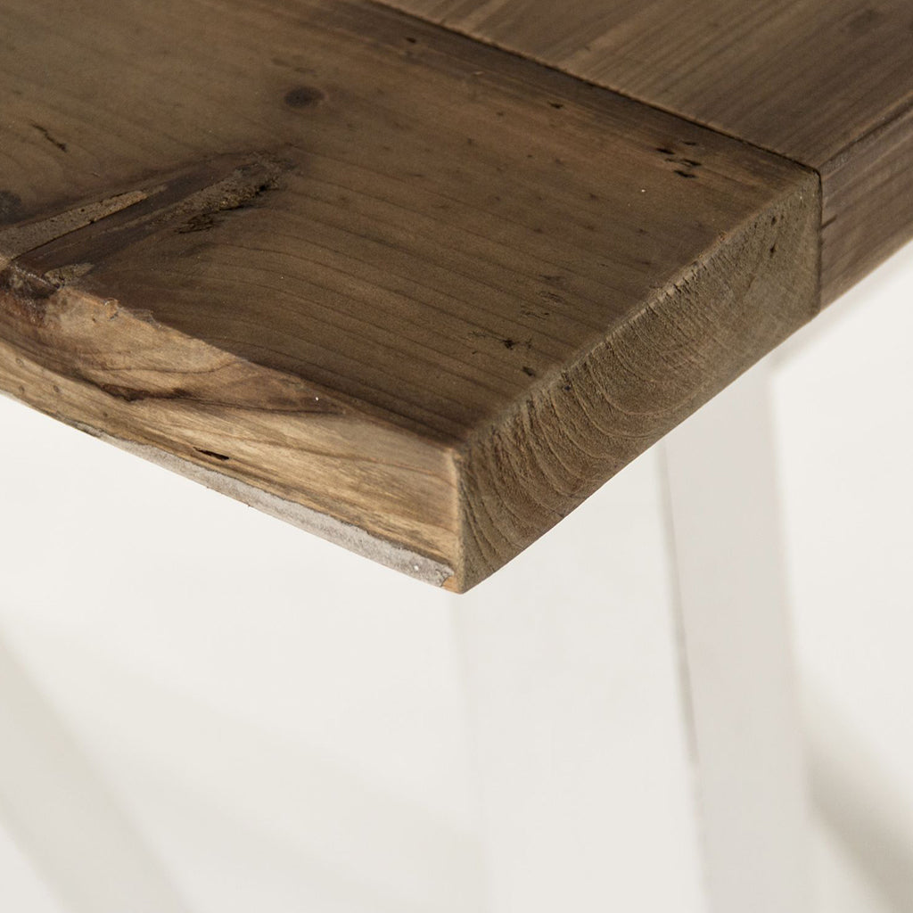 Artur | White Farmhouse Dining Table Seats 8 Rectangular Wood Top, HS113 Brand: Zentique Size: 118inW x 39.5inD x 30.75inH, Weight: 212lb, Shape: Rectangular Material: Top: Pine Wood , Base: Plastic/ Acrylic, Seating Capacity: Seats 6-8 people Color: Top: Natural Pine Wood Color, Base: White