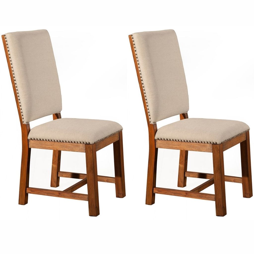 Shasta Dining Chair, Set of 2, Salvaged Natural Color, Upholstered, Mahogany Solids & Veneer, ORI-913-05, Brand: Alpine Furniture, Size: 22inW x 19inD x 43inH, Seat height: 20in/ 51cm, Material: Plantation Mahogany Solids & Veneer, Color: Salvaged Natural Color