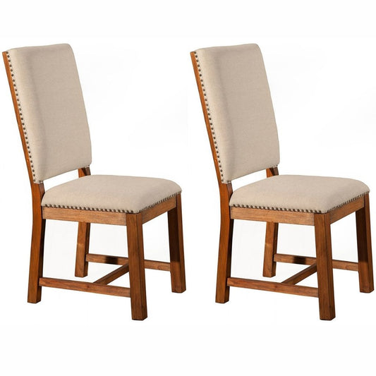 Shasta Dining Chair, Set of 2, Salvaged Natural Color, Upholstered, Mahogany Solids & Veneer, ORI-913-05, Brand: Alpine Furniture, Size: 22inW x 19inD x 43inH, Seat height:  20in/ 51cm, Material: Plantation Mahogany Solids & Veneer, Color: Salvaged Natural Color