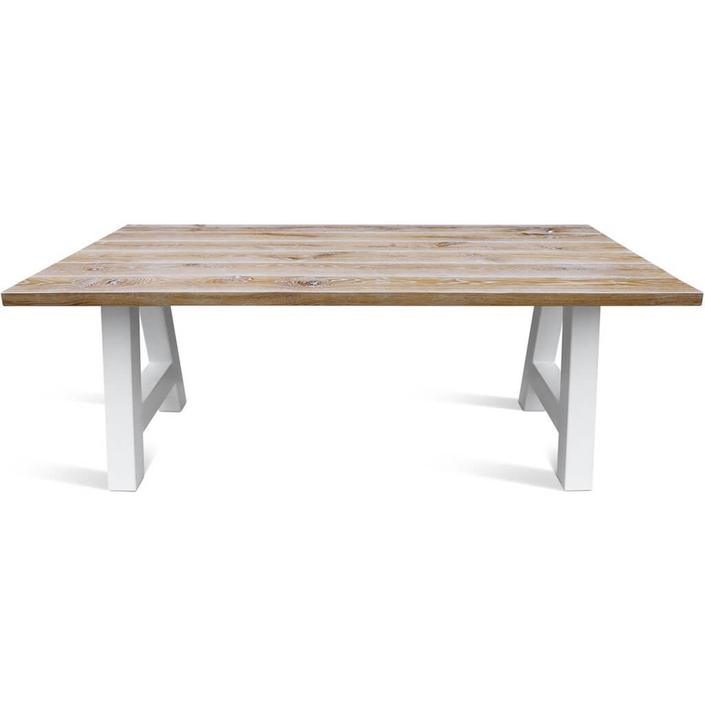 Castle-A | Wooden Slats Modern Table, Rectangular, Oak Wood, 8 Seater, SCANDI017