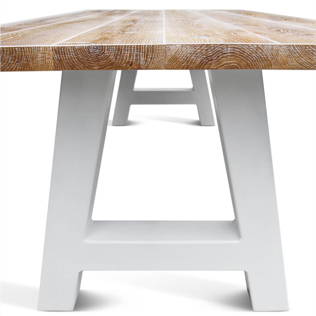 Castle-A | Wooden Slats Modern Table, Rectangular, Oak Wood, 8 Seater, SCANDI017