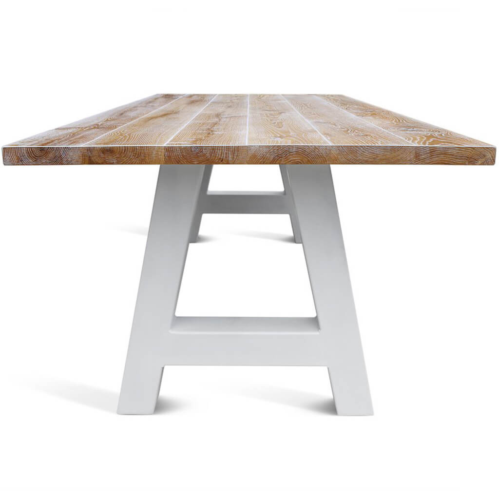 Castle-A | Wooden Slats Modern Table, Rectangular, Oak Wood, 8 Seater, SCANDI017