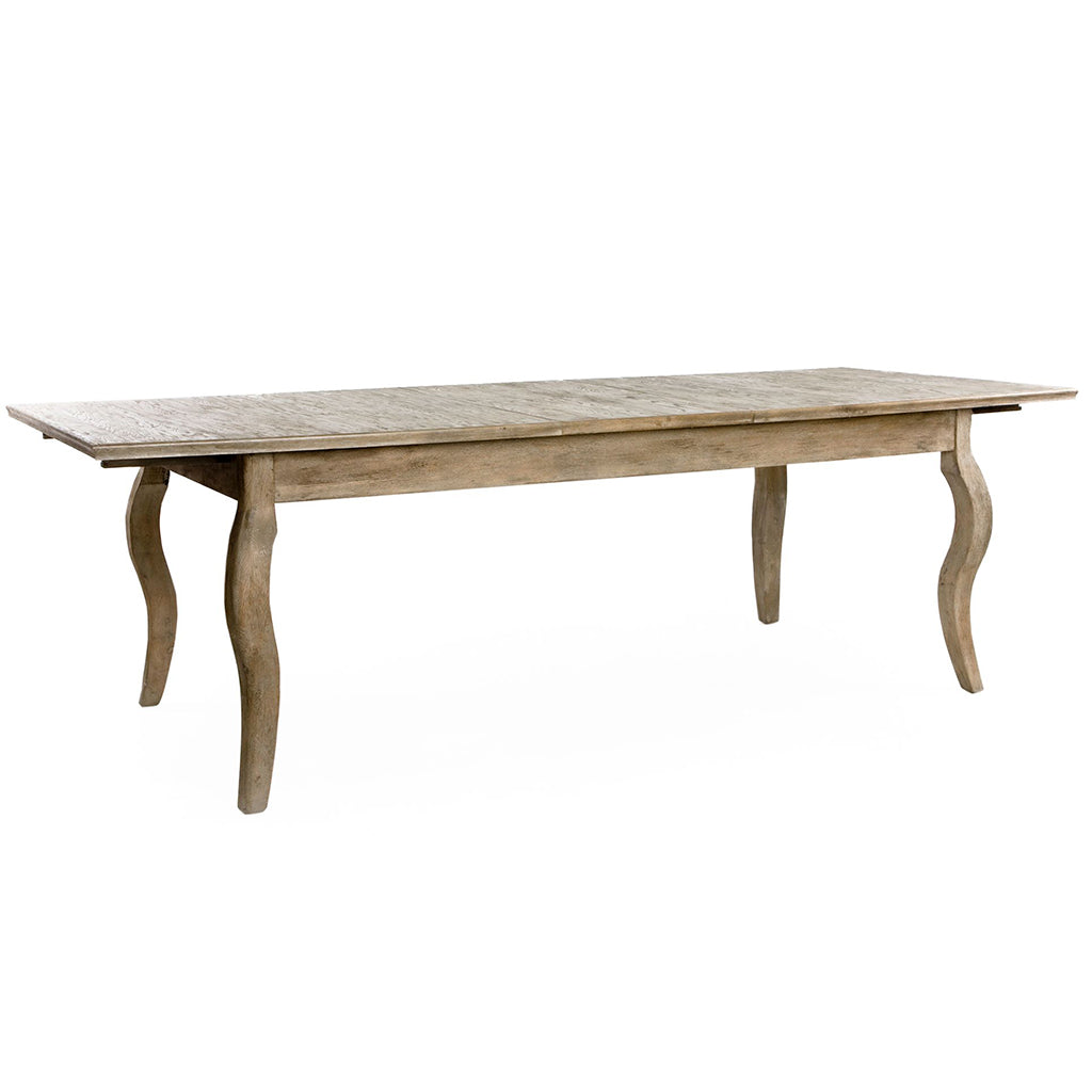 Buy 8 seater extendable table with free shipping! Rhone | Extendable French Style Table With Curved Legs, Rectangular, Limed Grey Oak, T001 E272, Brand: Zentique Size: 78.8inW x 39.5inD x 31inH, Extended: 99inW x 39.5inD x 31inH Weight: 190lb, Seating Capacity: Seats 6-8 people