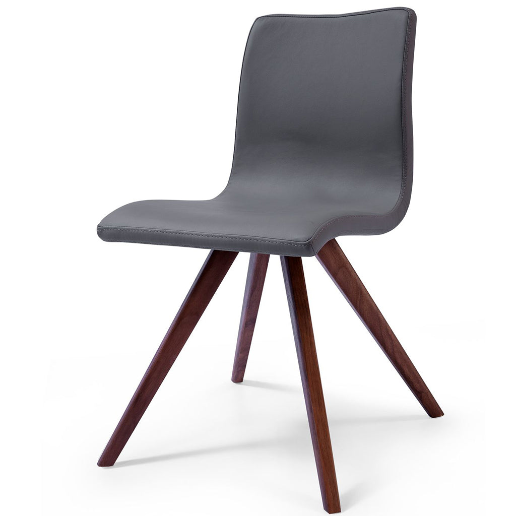 Olga Dining Chair, Set of 2, Gray, Faux Leather, Walnut Solid Wood Legs, DC1243P-GRY Brand: Whiteline Modern Living Size: 21inW x 21inD x 33inH, Seat Height: 19.3in/ 49cm, Weight: 24lb, Material: Faux leather & solid walnut wood, Color: Gray, Assembly Required: Yes, Avoid Power Tools!