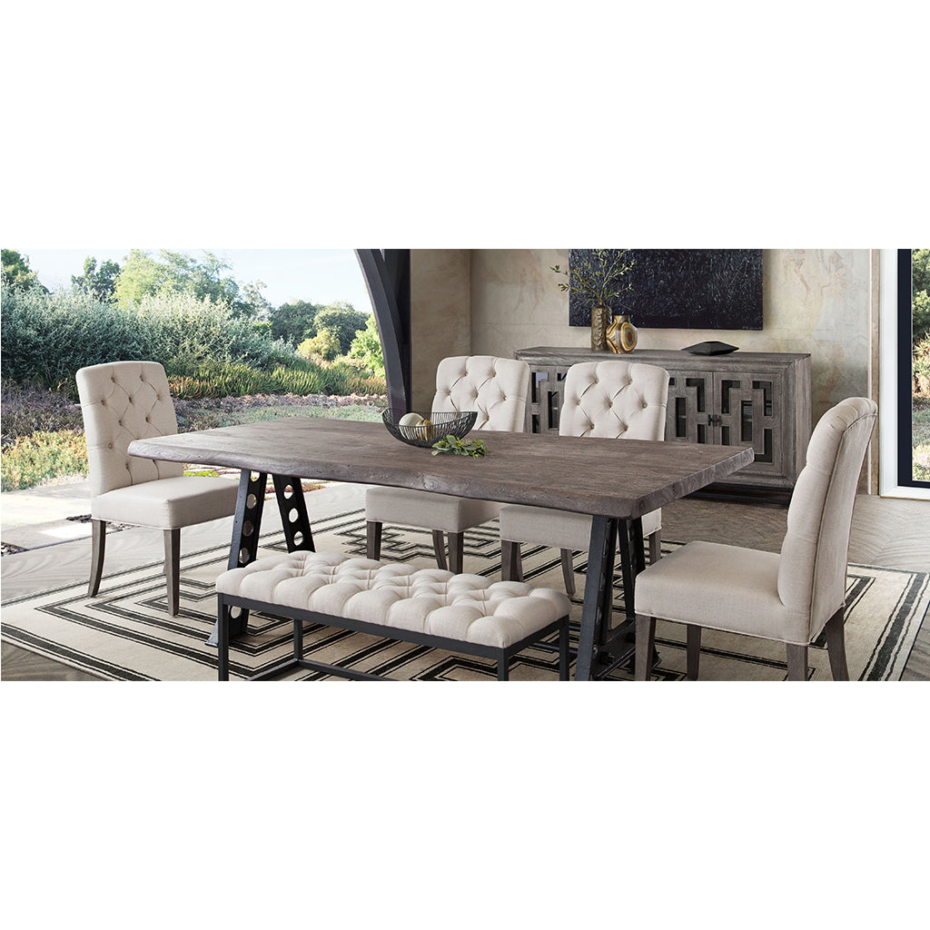 87" x 39" Artesia Dining Table, Live Edge Shape, Acacia Wood, 6 Seater