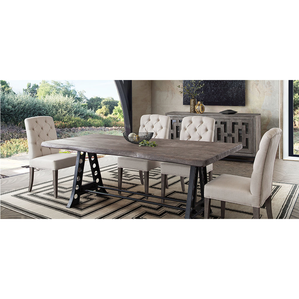 87" x 39" Artesia Dining Table, Live Edge Shape, Acacia Wood, 6 Seater