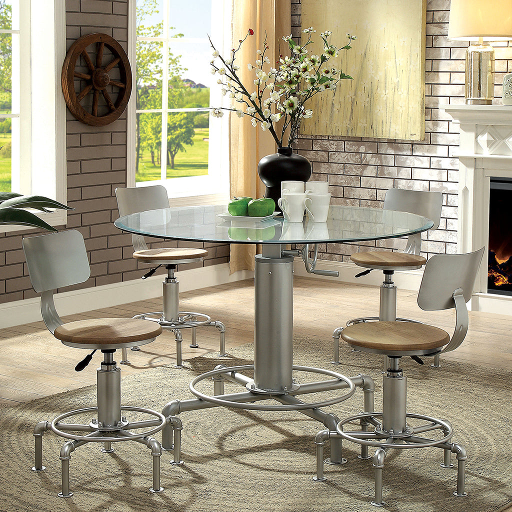 45" Conrad | Adjustable Glass Table, 4 Seater, IDF-3378RT