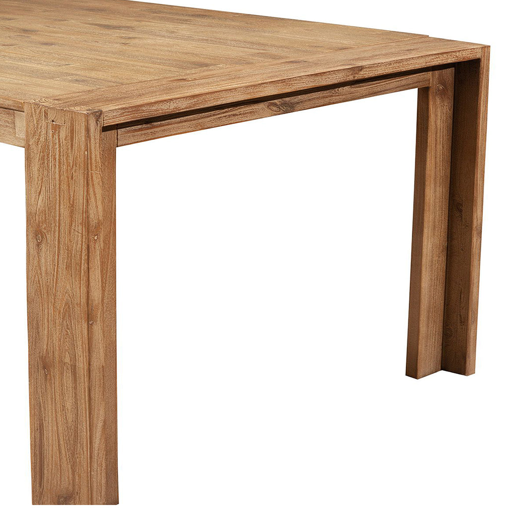 Seashore Acacia Antique Dining Table, Table For 6, Rectangular, Solid Acacia Wood, 8868-01; Brand: Alpine Furniture; Size: 35.5inW x 71inD x 31inH Weight: 97lb; Shape: Rectangular; Material: Acacia Solids Seating Capacity: Seats 4-6 people; Color: Sandblasted antique color