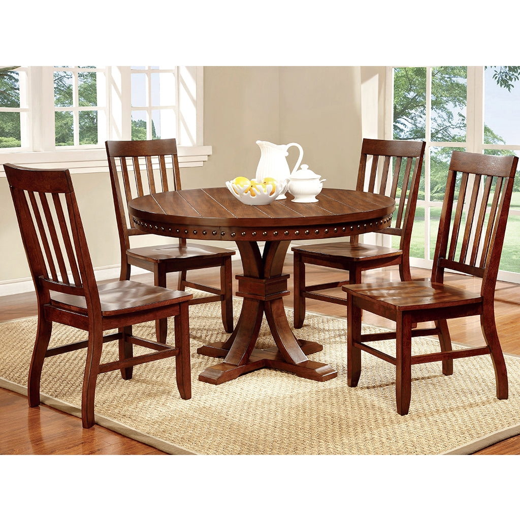 Monte | 48 inch Round Table, Solid Wood, Dark Oak Finish, IDF-3437RT