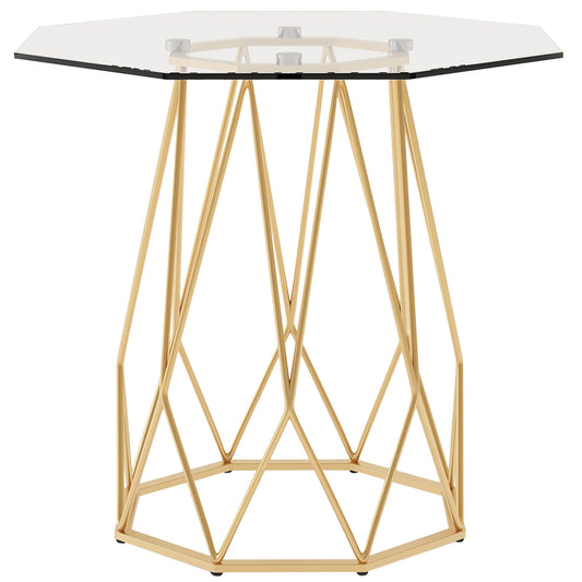24" Growder | Gold and Glass End Table, IDF-4374GD-E