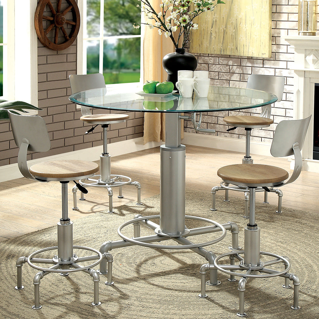 45" Conrad | Adjustable Glass Table, 4 Seater, IDF-3378RT