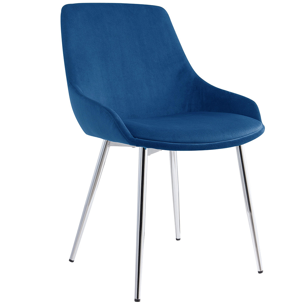 Cassidy | Blue Velvet Dining Chairs Chrome Legs, Set of 2, 202-330BLV