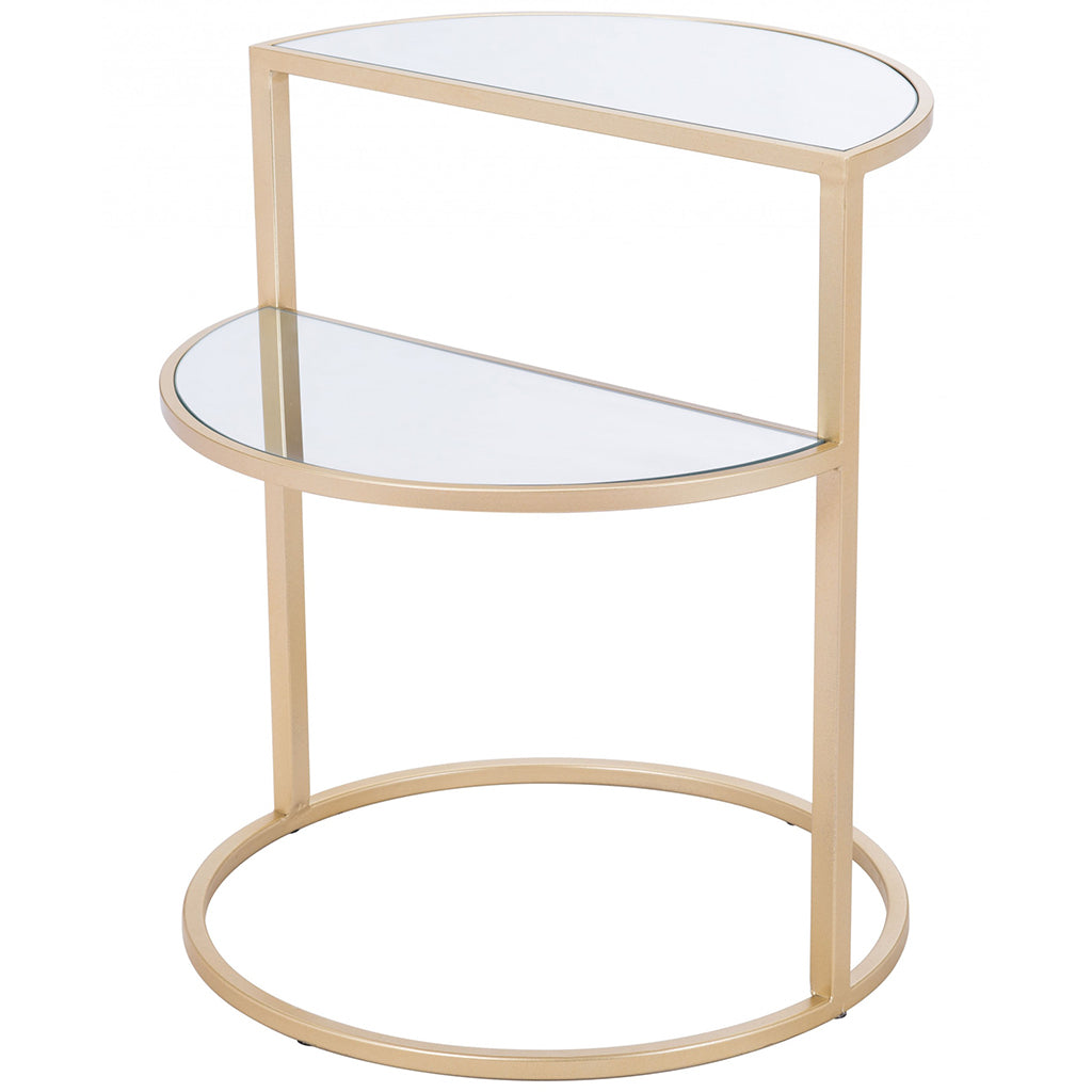Terrace | Mirrored Glass and Gold End Table, Two Shelves, 394568
