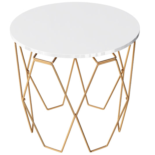 24" Zoom | Round White Gold End Table, IDF-4368E