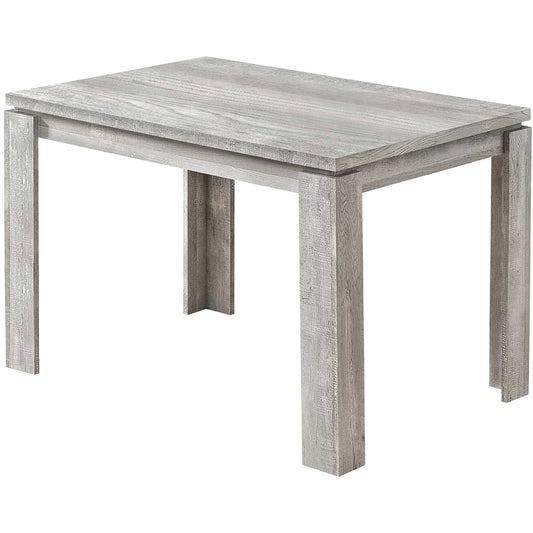 4 Seater Rectangular Dining Table, Reclaimed Wood, Gray Color, 4512839526027 Brand: Homeroots, Size: 47.25inW x  31.5inD x  30.5inH, Weight: 44lb, Shape: Rectangular, Material: Reclaimed Wood, Oak Finish, Seating Capacity: Seats 2-4, Color: Grey