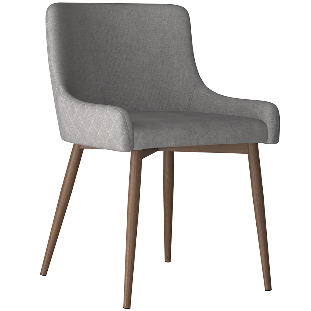 Bianca | Gray and Walnut MCM Dining Chairs, Set of 2, Fabric & Metal, 202-086GY/WAL