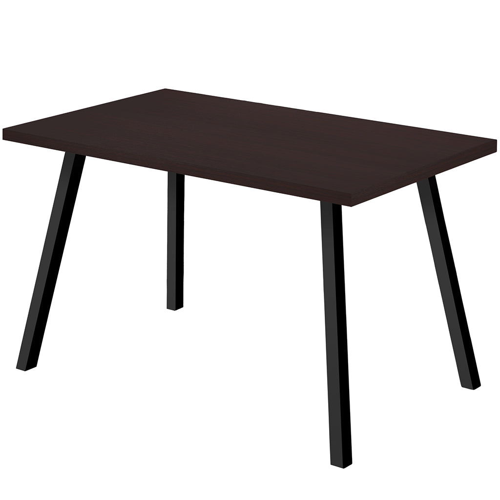 60" Inch Rectangular Dining Table, MDF, Walnut Veneer, Metal Legs, 4512839526072 Brand: Homeroots Size: 60inW x 36inD x 31inH, Weight: 57lb, Shape: Rectangular, Material: Top: MDF, Walnut Veneer, Legs: Metal, Seating Capacity: Seats 4-6 people, Color: Top: Dark Wood Color (Dark Brown), Base: Black