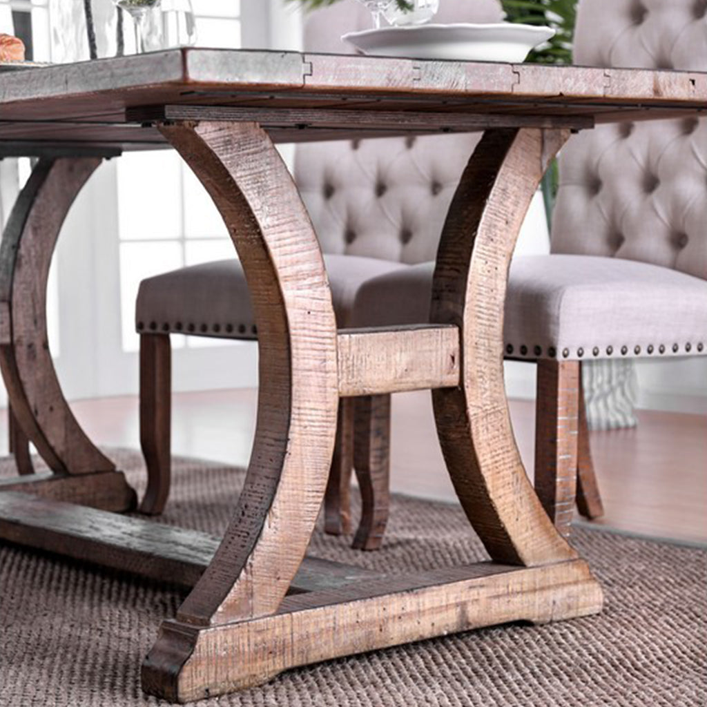 77" Jamsen | Wooden Trestle Table, Rustic Pine Finish, 6 Seater, IDF-3829T-77