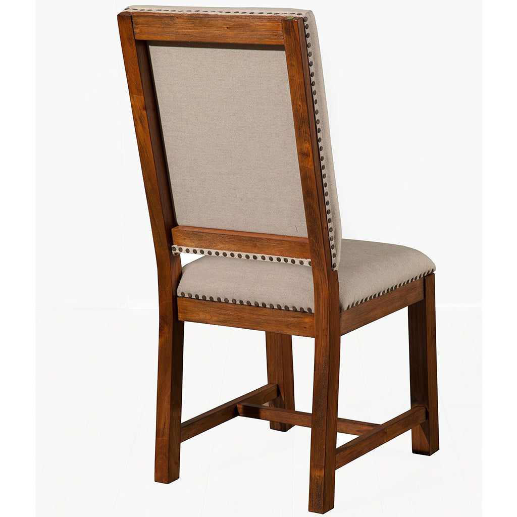 Shasta Dining Chair, Set of 2, Salvaged Natural Color, Upholstered, Mahogany Solids & Veneer, ORI-913-05, Brand: Alpine Furniture, Size: 22inW x 19inD x 43inH, Seat height: 20in/ 51cm, Material: Plantation Mahogany Solids & Veneer, Color: Salvaged Natural Color