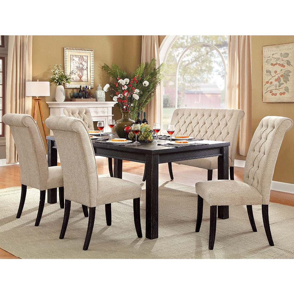 Lubbers | 72 inch Rectangular Dining Table, Solid Wood, Black Finish, IDF-3324BK-T
