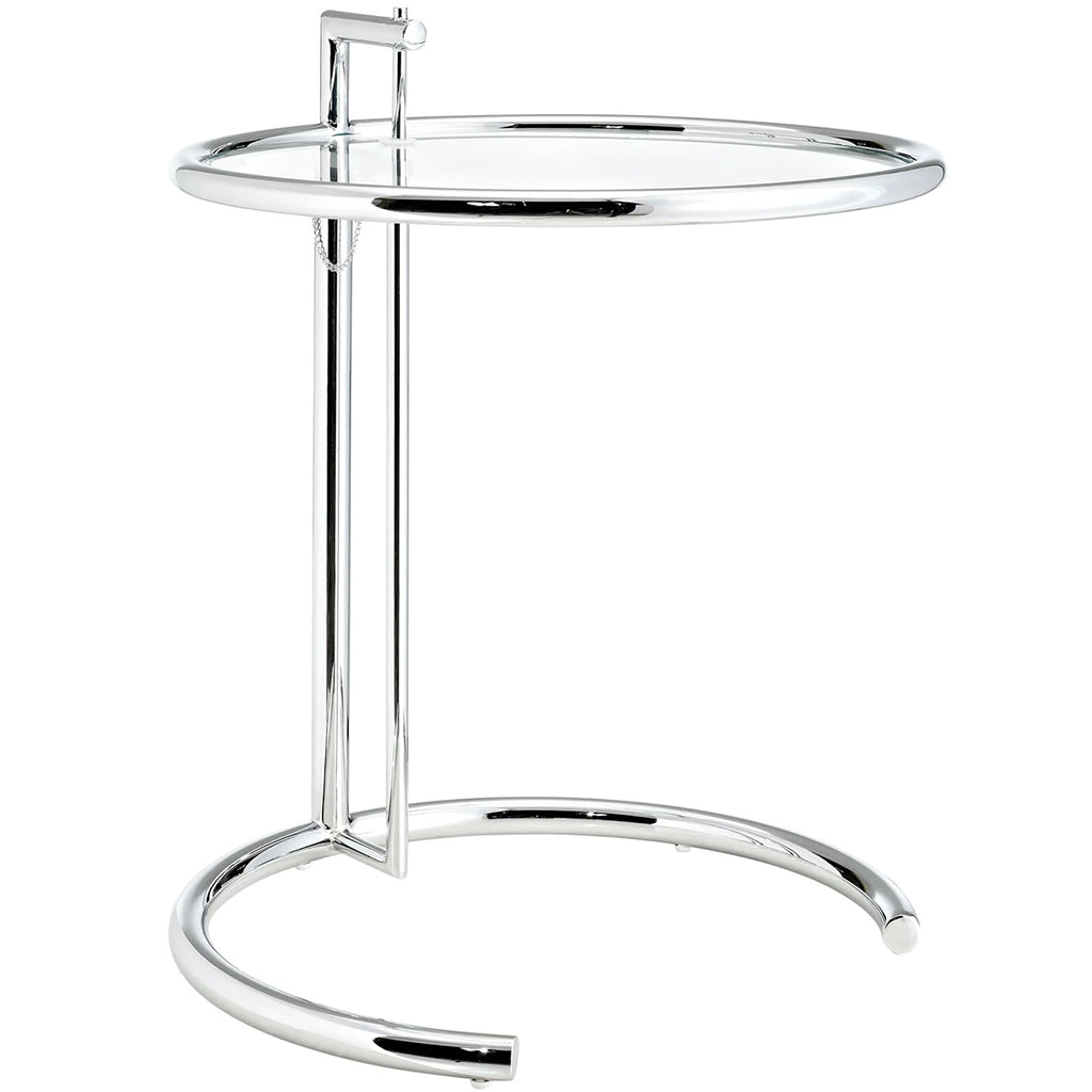 Eileen | 20" Adjustable Height Glass End Table, EEI-125-SLV