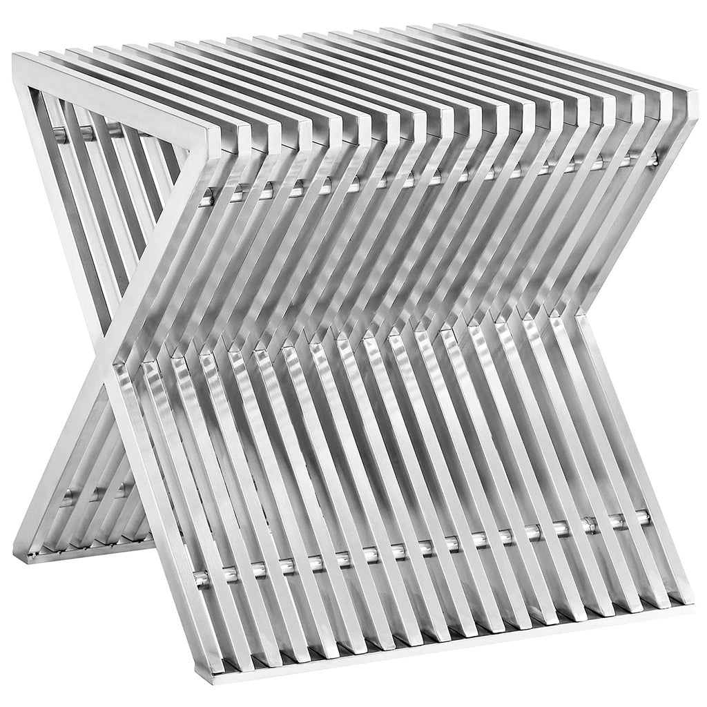 Press | Stainless Steel Silver End Table, Modern, EEI-2096-SLV