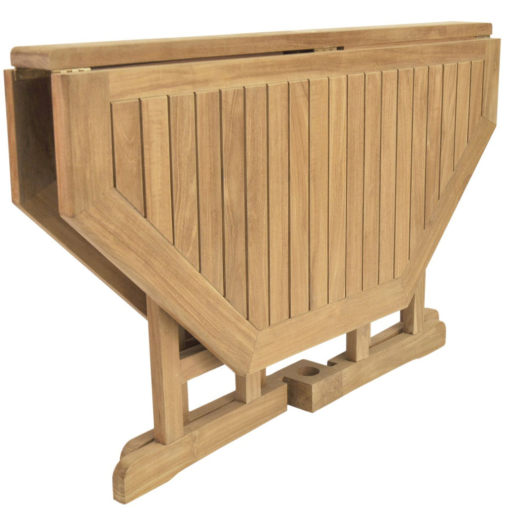 47" Octagon Table, Teak Wood Outdoor Table, TBF-120BO Brand: Anderson Teak; Size: 47inW x 47inD x 29inH Weight: 86lb; Shape: Octagonal; Material: Teak Wood Seating Capacity: Seats 4-6 people; Color: Neutral teak color; light wood