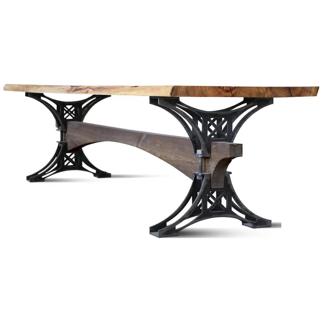 A-Stephenson | Live Edge Industrial Dining Table, Solid Oak Wood Top, Metal Legs, 10 Seater, SCANDI051