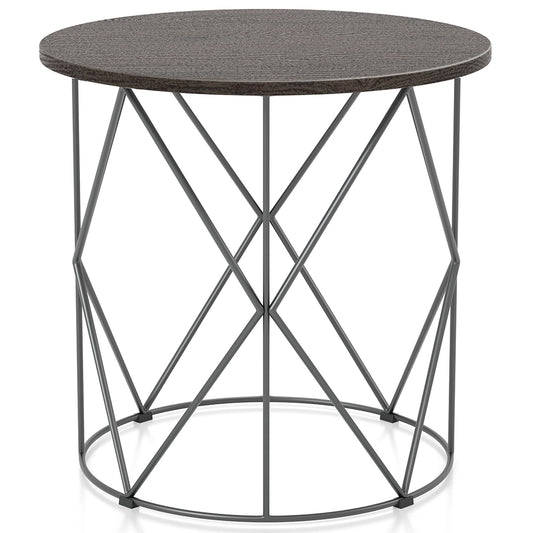 23" Borche | Round Metal Base End Table, MDF Top, IDF-4343DK-E