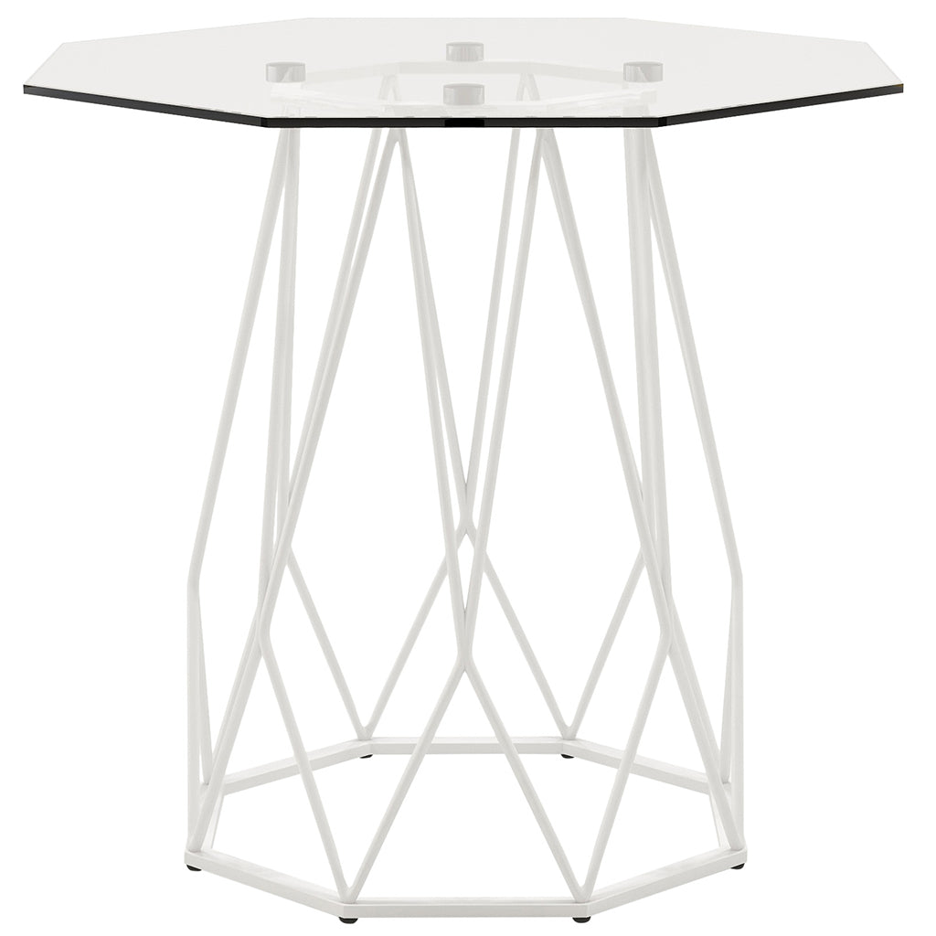24" Growder | White Base Glass End Table, IDF-4374WH-E