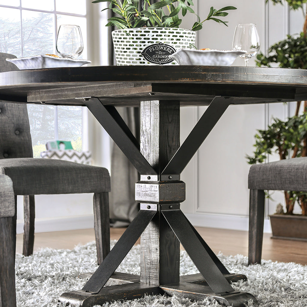 Lorton | Round 48 inch Table, Solid Wood & Steel, 4 Seater, IDF-3735RT