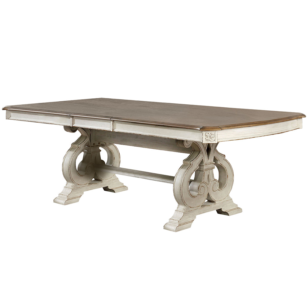 96" Sorensen | Two Tone Wood Table, Leaf Extension, 8 Seater, IDF-3150WH-T