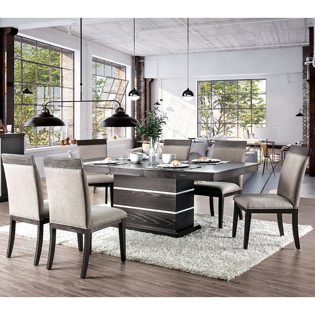 84" Faluca | Chrome and Wood Dining Table, Leaf Extension, 8 Seater, IDF-3337T