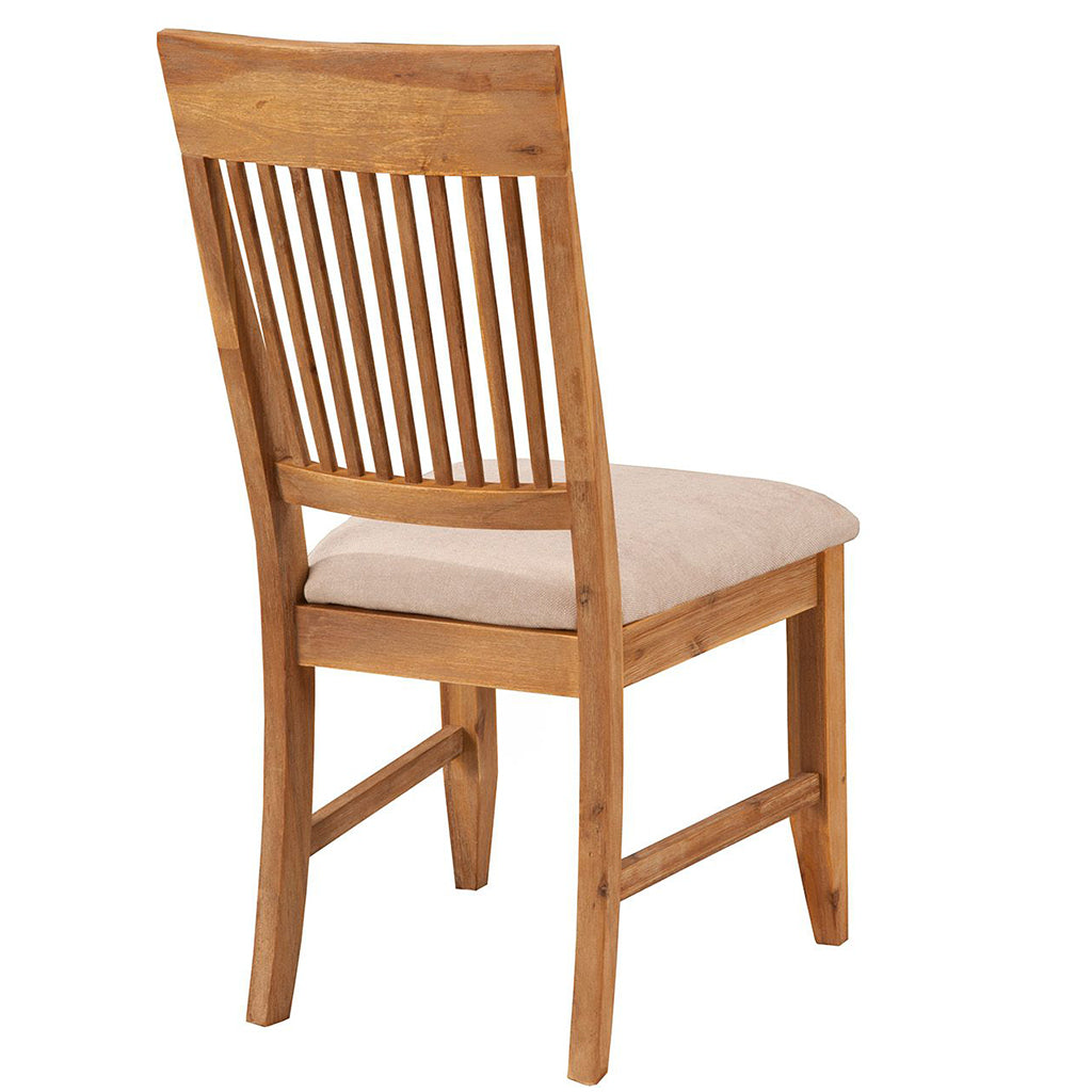 Aspen Dining Chair, Set of 2, Iron Brush Antique Natural Color, Upholstered, Acacia Solids and Acacia Veneer, 8812-02, Brand: Alpine Furniture, Size: 23inW x 20inD x 39inH, Seat height: 19in/ 48cm, Material: Acacia Solids and Acacia Veneer, Color: Iron Brush Antique Natural Color