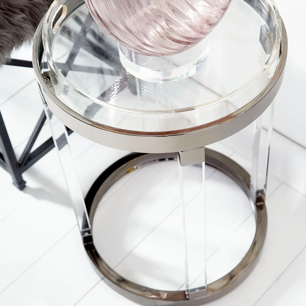 Prime | Acrylic Transparent Stylish End Table, Stainless Steel Frame, 09101